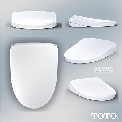 TOTO® WASHLET®+ S7 Electronic Bidet Toilet Seat with EWATER+® Bowl and Wand Cleaning and Contemporary Lid, Elongated, Cotton White - SW4726AT40#01