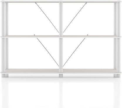 Homes: Inside + Out Apexa Modern 3-Tier Extra Wide Shelving Units, Collectibles Display Shelves, Easy Assembly Console Table, Home Storage Organizer for Living Room, Bedroom, Office, Taupe Grey