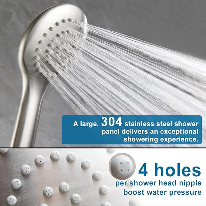 Shower Faucet Set Brushed Nickel 8 Inch Rain Shower Head and Handle Set Bathroom Rainfall Shower System Wall Mounted Shower Fixture Include Shower Valve and Trim Kit