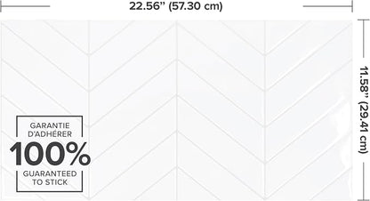 Smart Tiles Peel and Stick backsplash, Chevron Pure White, 22.56"x11.58" | Pack of 5 (9.0 sq ft), Glossy, Heat/Moisture Resistant, Low VOC, Kitchen/Bathroom, Renter Friendly, Made in Canada