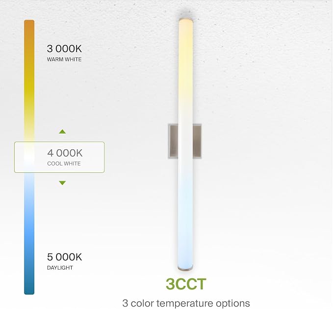 ASD 48" LED Linear Vanity Light Fixture, Modern Bathroom Sconce — 3 Color 3000K-5000K, Dimmable, 35W 3800LM, Energy Star & ETL Listed — Over Mirror Makeup Slim Bar for Bedroom, Cabinets — Nickel