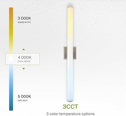 ASD 48" LED Linear Vanity Light Fixture, Modern Bathroom Sconce — 3 Color 3000K-5000K, Dimmable, 35W 3800LM, Energy Star & ETL Listed — Over Mirror Makeup Slim Bar for Bedroom, Cabinets — Nickel