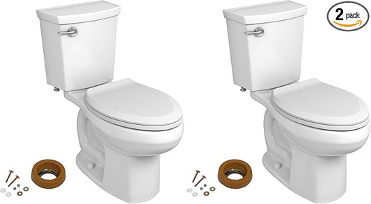 American Standard 606AA001.020 H2Optimum Two-Piece Toilet with Toilet Seat and Wax Ring, Elongated Front, Chair Height, White, 1.1 gpf (Pack of 2)