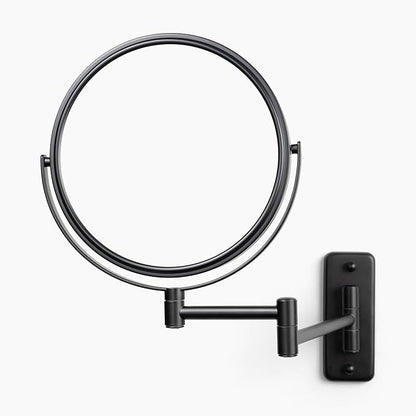 JERDON Wall-Mounted Magnifying Mirror - Bathroom Makeup Mirror with 5X Magnification - 8-Inch Diameter - Black - Model JP7506BK