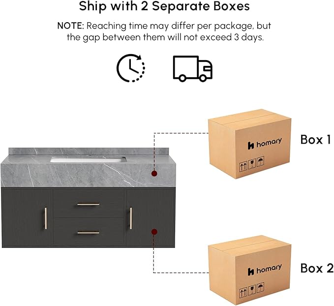 39.3" Floating Bathroom Vanity with Undermount Sink – Black Walnut & Gold, Sintered Stone Countertop, Soft-Close Drawers, Space-Saving Wall-Mount Design Ideal for Modern Bathrooms