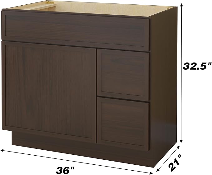 HomeBeyond 72 Inches Bathroom Vanity Base Cabinet Without Sink, Double Sink Top with Door & Soft Closing Drawers, Sturdy Floor Mounted Cabinet 2-Door 4-Drawer, Brown