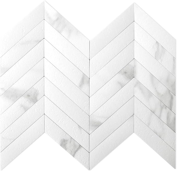 DICOFUN 10-Sheet White Marble Peel and Stick Backsplash, Faxu Stone PVC Stick on Backsplash Wall Tiles for Kitchen and Bathroom