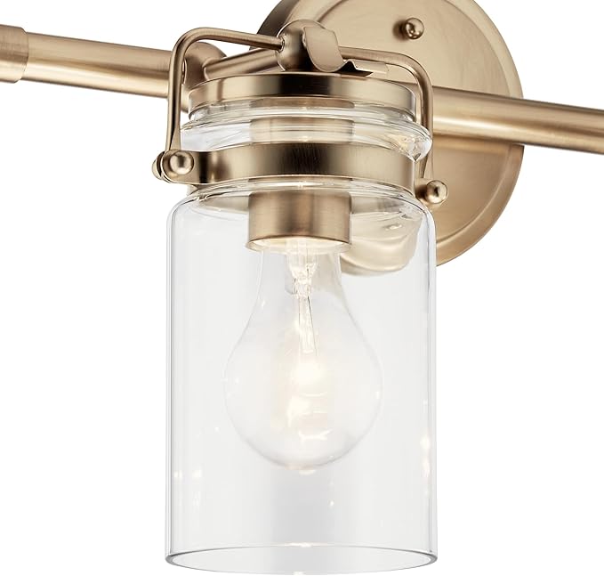 Kichler Brinley 15.75" 2 Light Vanity Light in Champagne Bronze with Clear Glass for Bathroom and Powder Room, (15.75" W x 10.25" H),45688CPZ