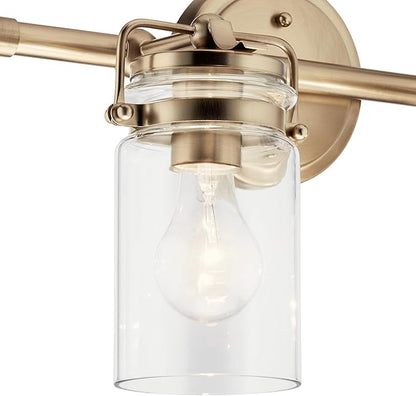Kichler Brinley 15.75" 2 Light Vanity Light in Champagne Bronze with Clear Glass for Bathroom and Powder Room, (15.75" W x 10.25" H),45688CPZ