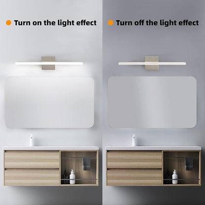 Modern 24IN 14W Bathroom Light Fixture, Chrome Vanity Lights for Mirror, 2 Packs, Waterproof, Daylight White Light(6000K), Stainless Steel, A-Silver, Hardwired