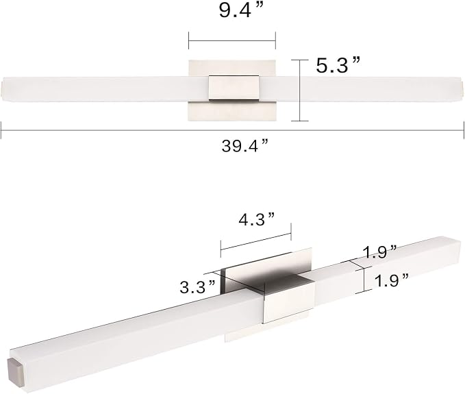 Brushed Nickel Bathroom Light Fixture - Modern LED Vanity Light Bar - 40 inch Bathroom Lighting Fixtures Over Mirror Cool Whtie 6000K