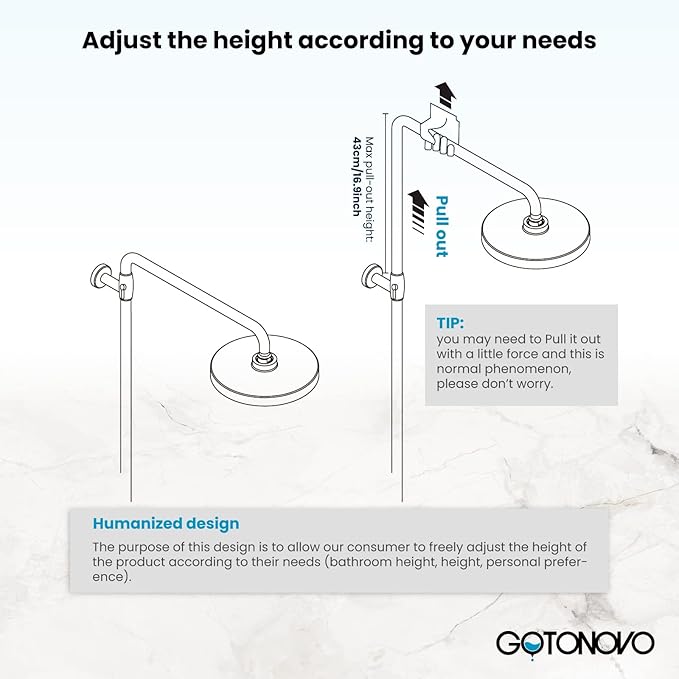 gotonovo Polish Chrome 8 inch Rainfall Shower Head With Adjustable Ceramics Handheld Sprayer Dual Functions Exposed Shower Faucet with Shower Shelf Wall Mounted Double Cross Handles