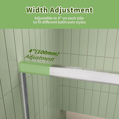 ACE DECOR Double Sliding Shower Door,56-60" W x 70" H,Brushed Nickel Finish | Bypass Semi-Frameless Shower Doors, 6mm Clear SGCC Tempered Glass, Easy-Clean Nano Coating&Leak-proof&Reversible Installation