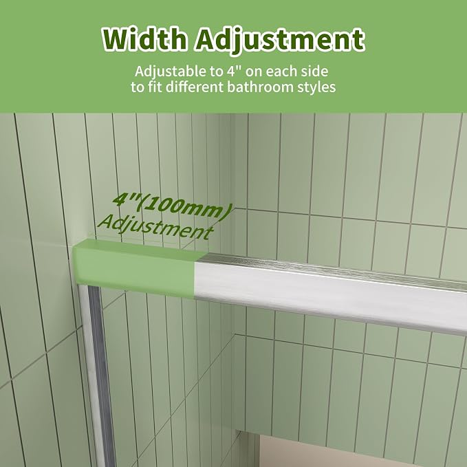 ACE DECOR Double Sliding Shower Door,44-48" W x 70" H,Brushed Nickel Finish | Bypass Semi-Frameless Shower Doors, 6mm Clear SGCC Tempered Glass, Easy-Clean Nano Coating&Leak-proof&Reversible Installation