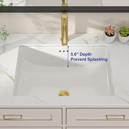 Dcolora 23x16 In. Undermount Bathroom Sink, Boat-Shaped Fireclay White Ceramic Porcelain Lavatory Vanity Bath Sink Under Counter Vessel Sink, Farmhouse Style #DC-UVS2538002