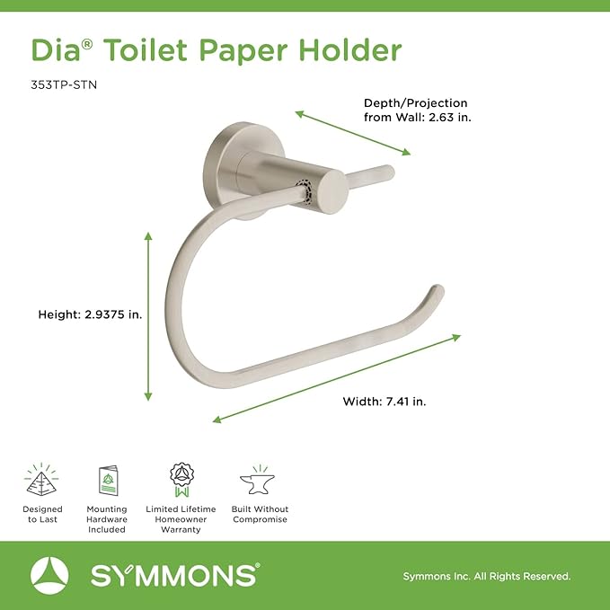 Symmons 35AC4BUNDLESTN Dia 4-Piece Wall-Mounted Bathroom Hardware Set in Satin Nickel