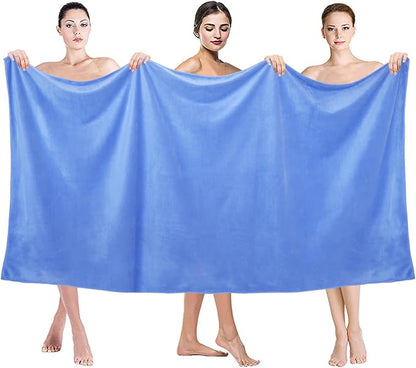 JML Microfiber Bath Sheet Towels, Blue, 35" x 70", 2 Pack | Hanging Loop, Oversized, Soft, Super Absorbent, Fast Drying, For Body, Sports, Fitness, Yoga