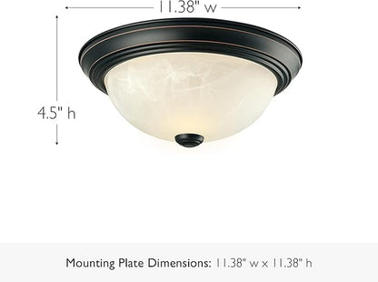 Design House 587519 Traditional 2 Pack 2-Light Indoor Dimmable Ceiling Light with Alabaster Glass for Bedroom Hallway Kitchen Dining Room, Oil Rubbed Bronze, 11-Inch
