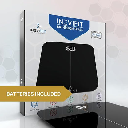 INEVIFIT Bathroom Scale, Highly Accurate Digital Bathroom Body Scale, Measures Weight up to 400 lbs. Includes Batteries