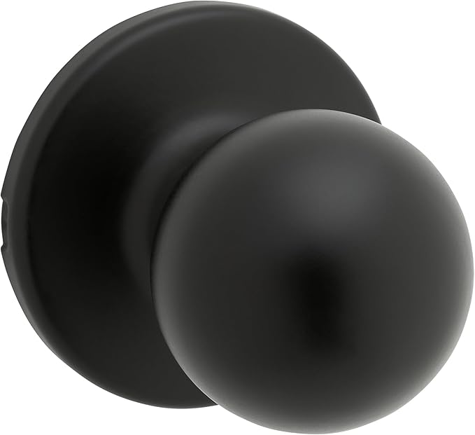 Kwikset Polo Interior Passage Door Knob, Handle for Closet and Hallway Doors, Non-Locking Doorknob in Matte Black, with Microban Protection