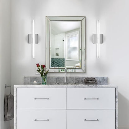 Modern Bathroom Light Fixtures 16 Inch led Vanity Lighting Bar 9W Linear Vanity Lamps for Bathroom Chrome Mirror Light Fixture Bath Wall Sconces Light 6000K