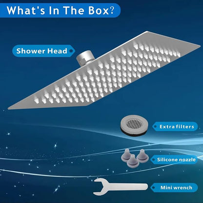 Voolan Rain Shower head, High Pressure Shower Head Made of 304 Stainless Steel, Relaxed Shower Experience Even at Low Water Flow and Pressure (8" Brushed Nickel)