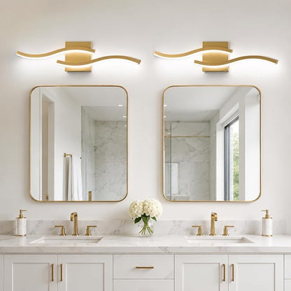 23.62inch Gold LED Vanity Light, 5CCT Dimmable Modern Bathroom Light Fixture Over Mirror, Modern Wall Lamp 5500K for Bathroom Bedroom,2 Packs