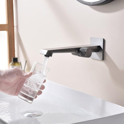 BiaoTeng Concealed Faucet for Bathroom Sink Wall Mount Hot and Cold Wall Mounted Faucet Bathroom Brass Single Handle Grey