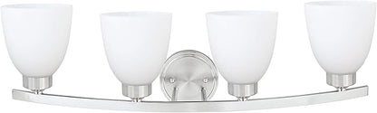 Aspen Creative 62205-1, Four-Light Metal Bathroom Vanity Wall Light Fixture, 28-3/4" Wide, Transitional Design in Satin Nickel, 4
