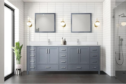 Jacques 84 in. W x 22 in. D Dark Grey Double Bath Vanity and White Quartz Top