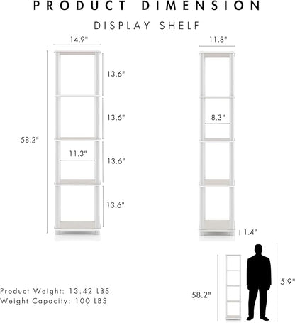 Homes: Inside + Out Apexa Modern 5-Tier Narrow Shelving Units, Collectibles Display Shelves, Easy Assembly Standing Shelf, Home Storage Organizer for Living Room, Bedroom, Office, Taupe Grey