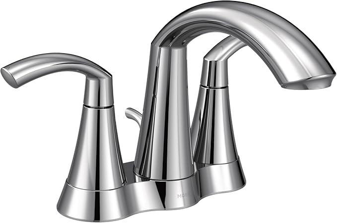 Moen Glyde Chrome Two-Handle High Arc Centerset Bathroom Faucet, 6172