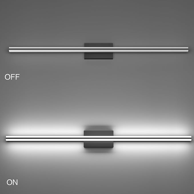 SOLFART Bathroom Vanity Lights Over Mirror Dimmable 48 Inch Matte Black Bathroom Light Fixtures 5CCT 30W Vanity Lighting Fixtures