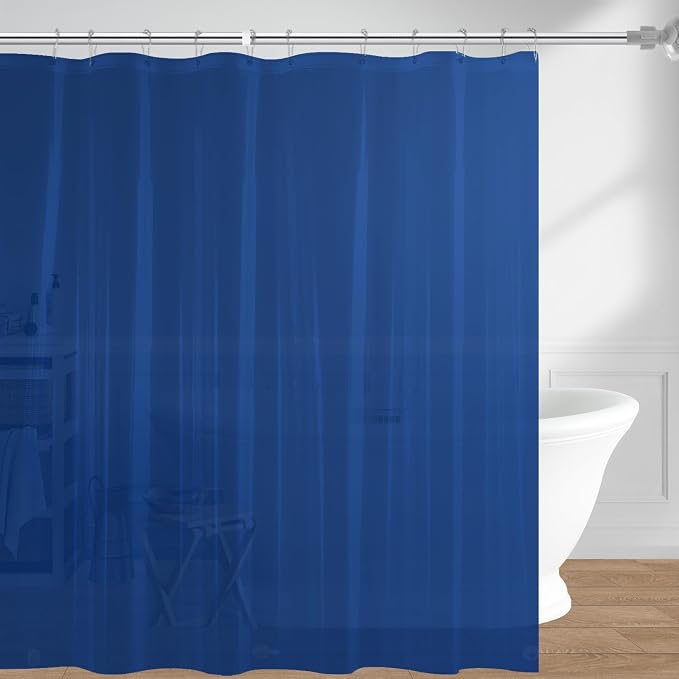 downluxe Shower Curtain Liner, PEVA Plastic Shower Liner with 3 Magnets, 72" x 72" Waterproof Bathroom Curtain, Navy, 1 Pack
