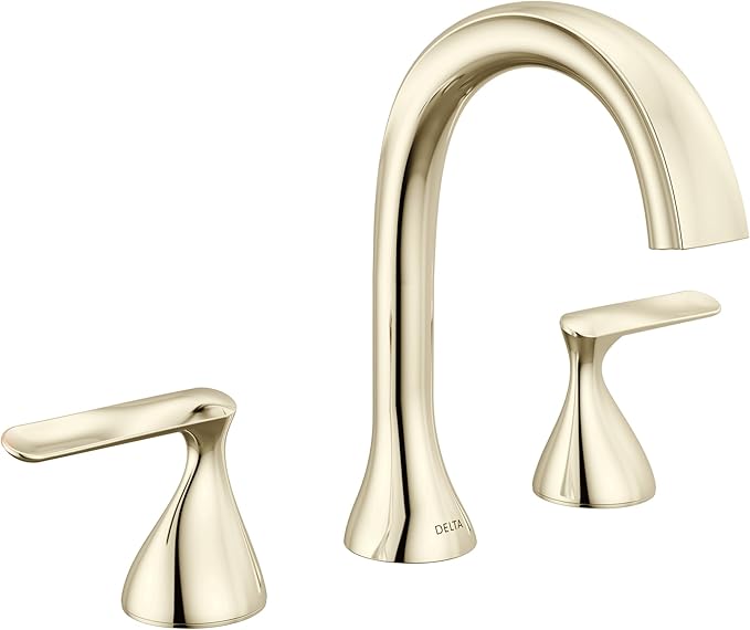 Delta Bonacci Polished Nickel Bathroom Faucet 3 Hole, 8 Inch Widespread Bathroom Sink Faucet for Vanity, Metal Push-Pop Drain Assembly, Lumicoat Polished Nickel 3545-PN-PR-DST