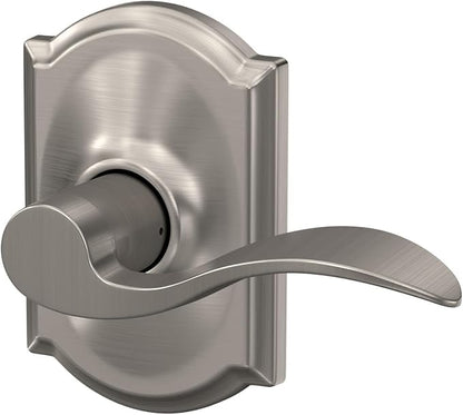Schlage F10 ACC 619 CAM Accent Door Lever with Camelot Trim, Hall & Closet Passage Lock, Satin Nickel