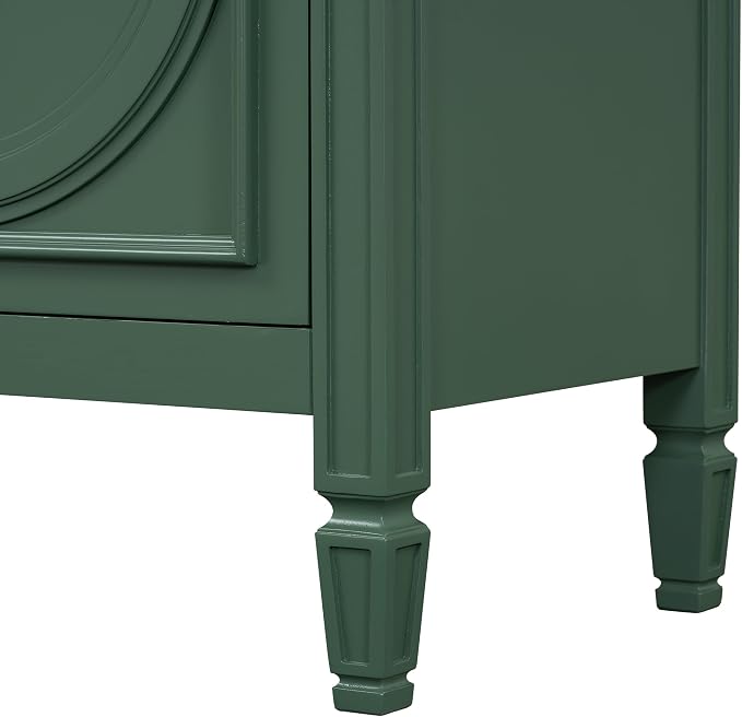 Christopher Knight Home Benton 30" Bathroom Vanity with Ceramic Sink, Wood Frame, Adjustable Shelves, Soft Close Door Hinges, Storage Cabinet with 2-Tier Door Organizer, 1 Drawer, Green