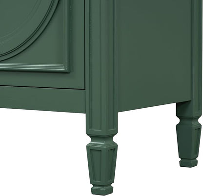 Christopher Knight Home Benton 30" Bathroom Vanity with Ceramic Sink, Wood Frame, Adjustable Shelves, Soft Close Door Hinges, Storage Cabinet with 2-Tier Door Organizer, 1 Drawer, Green