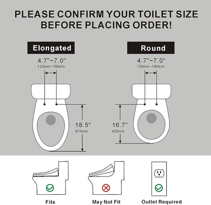 Electric Heated Bidet Toilet Seat, Round, S9BR | Fixed Panel Control, Instant Warm Water, Heated Seat, Warm Air Drying, Slow Close Lid, LED Display, Nightlight
