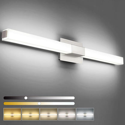 Bathroom Vanity Light Brushed Nickel, Modern LED Bathroom Lighting Fixtures Over Mirror, 5CCT Dimmable 40 Inch Vanity Lighting Fixtures for Bath