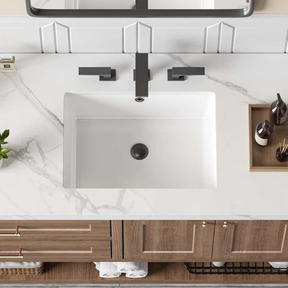 18in Undermount Bathroom Sink Rectangular, 18.1" x 13.8" Vessel Sink Rectrangle Undermount Bathroom Sink White Ceramic Lavatory Vanity Vessel Sink with Overflow