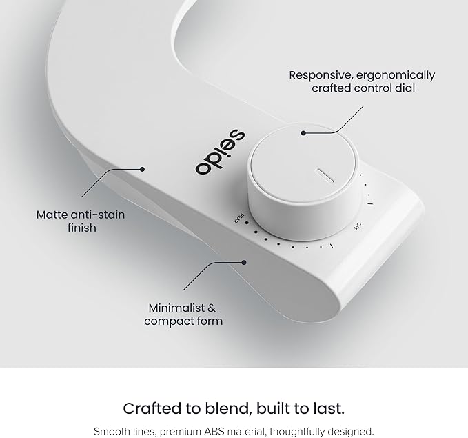 seido Origin 1.0 - Ultra-Slim Non-Electric Bidet Attachment for Toilet – Dual Nozzle, Adjustable Water Pressure, Easy DIY Installation, Self-Cleaning Sprayer, Eco-Friendly Design (White)