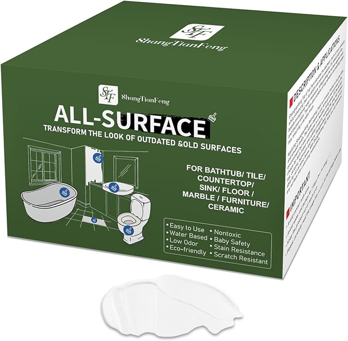 White Ceramic tub and tile Paint Refinishing Kit Bathtub Bathroom wall Paint floor,Resurfacing Sink Tub wate、Ceramic walls in the bathroom rproof Kitchen Countertop, Low Odor(50-60sq.ft)