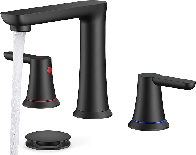 FORIOUS Black Bathroom Faucet 3 Hole, 8" Matte Black Vanity Faucet Bathroom | New Commercial 8 Inch Widespread Bathroom Sink Faucet Matte Black 3 Holes with 1.2 GPM Water Saving Aerator for Wholesale