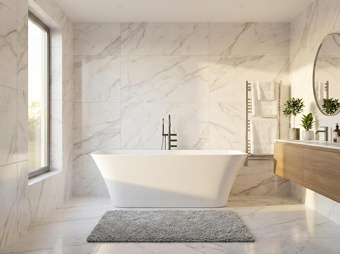 Freestanding Bathtub 67 inch, Acrylic Stand Alone Tub with Chrome Drain and Overflow, Extra Large Freestanding Bathtub, Modern Free Standing Tub for Bathroom