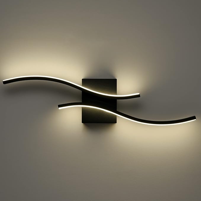 Modern LED Wall Sconce, Minimalist Industrial Black, 24" | Hardwire Installation, Indoor Wall Light, Minimalist Style, For Small Space Bathroom Hallway Staircase Entryway