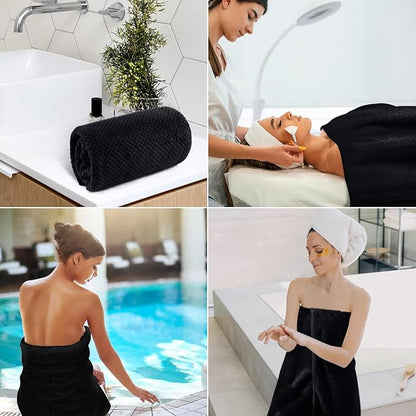 HOMEXCEL 4PK Bath Towel Set, 30x60 in, Absorbent Large Towels for Bathroom | Ultra Soft, Lightweight, Quick Dry Towels for Pool, Beach, Swim, Yoga, SPA, Black