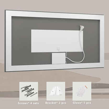 72x36 LED Lighted Bathroom Mirror for Vanity Wall | Front Light and Backlit, Anti-Fog, Memory, 3 Color, Tempered Glass, Dimmable, Rectangular, UL, Horizontal/ Vertical Mounted