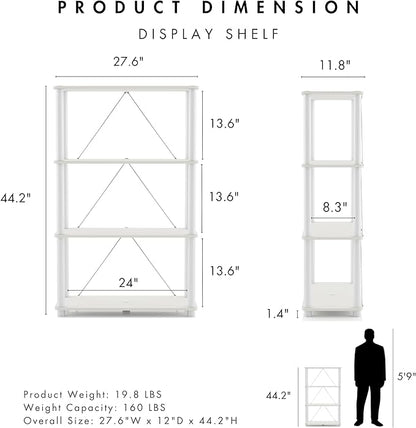 Homes: Inside + Out Apexa Modern 4-Tier Wide Shelving Units, Collectibles Display Shelves, Easy Assembly Standing Shelf, Home Storage Organizer for Living Room, Bedroom, Office, White