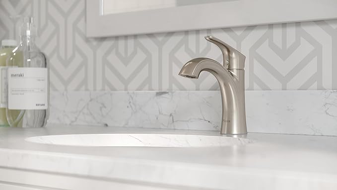 Pfister Weller Bathroom Sink Faucet, Single Handle, Single Hole or 3-Hole, Brushed Nickel Finish, LG42WR0K